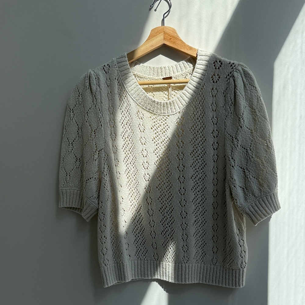 Free People Cream Crew Neck Sweater